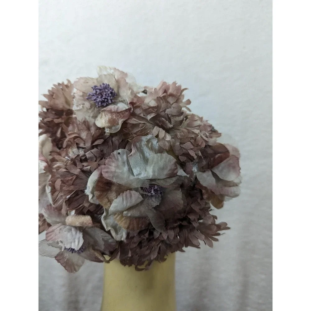 Vtg 1960s Floral‎ Half Hat Purple Lavender Japan Gorgeous Wedding Flowers Mod
